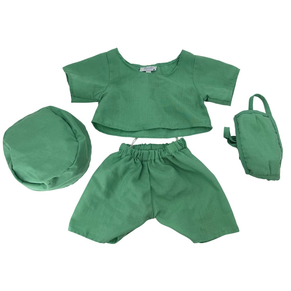 Build A Bear Hospital Scrubs Green 4-Piece Set Mask Cap Pants Top